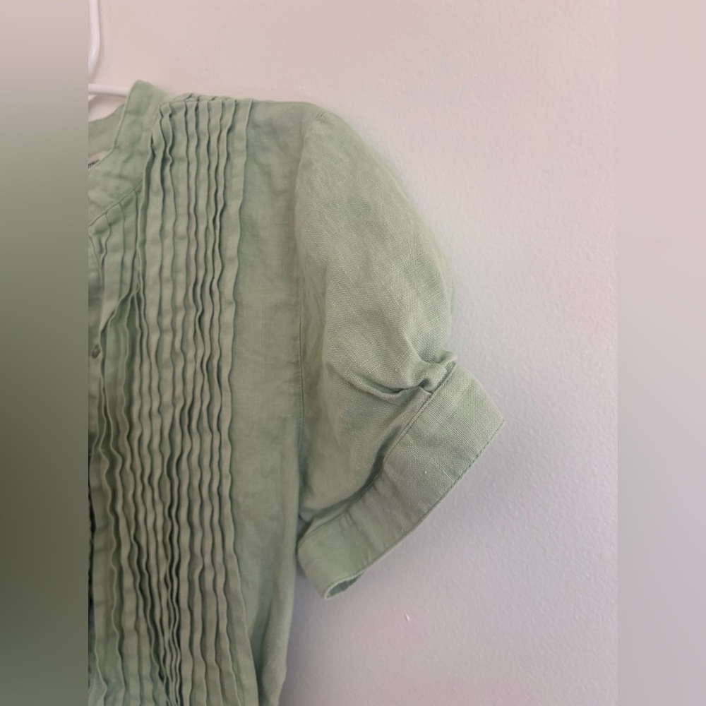 J Peterman green pintuck linen dress - Picture 6 of 6